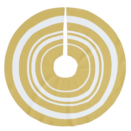 金ゴールドと白リングや輪クリスマスツリースカート ブラッシュドポリエステルツリースカート (正面)