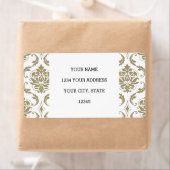 金ゴールドと白ヴィンテージのダマスクパターン ラベル (インサイチュ)