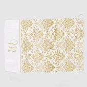 金ゴールドと白ヴィンテージダマスモノグラム2 ゴルフタオル (横)