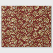 金ゴールドと白ヴィンテージフローラの減衰パターン ラッピングペーパー (フラット)