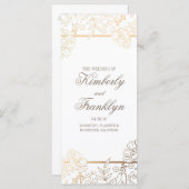 金ゴールドと白ヴィンテージフローラ結婚式 プログラム (正面/裏面)