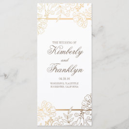 金ゴールドと白ヴィンテージフローラ結婚式 プログラム
