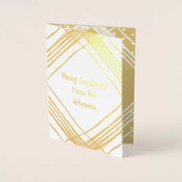 金ゴールドと白写真テンプレート箔クリスマスカード 箔カード