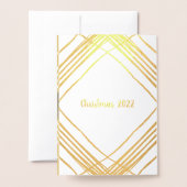 金ゴールドと白写真テンプレート箔クリスマスカード 箔カード (裏面封筒付き)