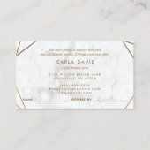 金ゴールドと白大理石の幾何学的ミニマリスト 紹介カード (裏面)