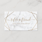 金ゴールドと白大理石の幾何学的ミニマリスト 紹介カード (正面)