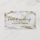 金ゴールドと白大理石の髪とメイクアップ 名刺 (正面)