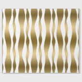 金ゴールドと白抽象芸術縞模様 ラッピングペーパー (フラット)