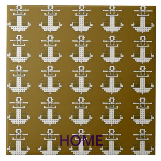 金ゴールドと白抽象芸術 タイル (正面)