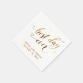 金ゴールドと白最高の日の刻々、ハートスクリプト スタンダードカクテルナプキン (角)