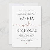 金ゴールドと白結婚式招待状。シンプル招待状 招待状 (正面)