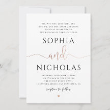 金ゴールドと白結婚式招待状。シンプル招待状