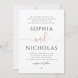 金ゴールドと白結婚式招待状。シンプル招待状 招待状