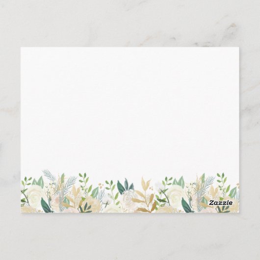 金ゴールドと白結婚花のタイムカプセルカード ポストカード (裏面)