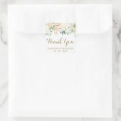 金ゴールドと白結婚花の角貼り スクエアシール (バッグ)