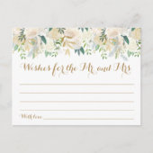 金ゴールドと白結婚花の願いカード ポストカード (正面)