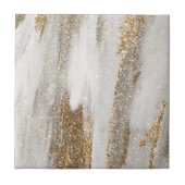 金ゴールドと白色の陶磁器タイルの優雅さ タイル (正面)