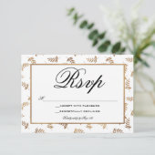 金ゴールドと白色のRSVPカード 出欠カード (スタンド正面)