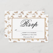 金ゴールドと白色のRSVPカード 出欠カード (正面/裏面)