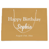 金ゴールドと白21歳の誕生日抱き枕 – 大きいサイズ ラージペーパーバッグ (正面)