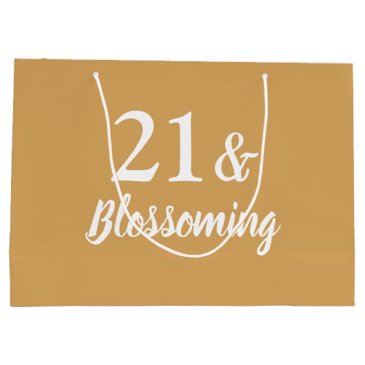 金ゴールドと白21歳の誕生日抱き枕 – 大きいサイズ ラージペーパーバッグ (裏面)