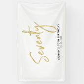 金ゴールドと白70th誕生日パーティーウェルカムバナー 横断幕 (縦)