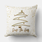 金ゴールドと白、エレガントクリスマスツリー クッション (正面)