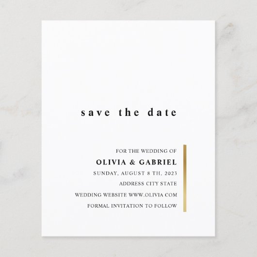 金ゴールドと白。エレガントシンプルタイポグラフィ結婚ズ (正面)