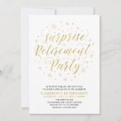 金ゴールドと白 |サプライズモダンリタイアパーティー 招待状 (正面)