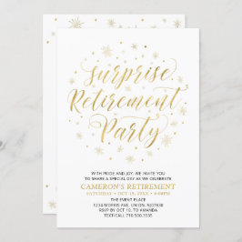 金ゴールドと白 |サプライズモダンリタイアパーティー 招待状