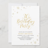 金ゴールドと白 |シックモダン30th誕生日パーティー 招待状 (正面)