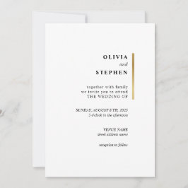 金ゴールドと白。スタイリッシュシンプルタイポグラフィ結婚ズ 招待状