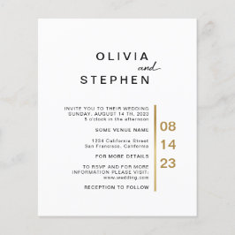 金ゴールドと白。スタイリッシュミニマル結婚タイポグラフィ チラシ