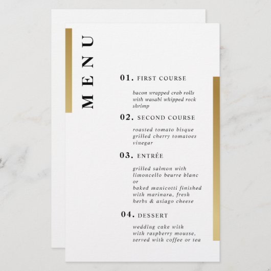 金ゴールドと白。フォーマルシンプルタイポグラフィ結婚ズ (正面/裏面)