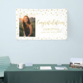 金ゴールドと白 |卒業祝いの写真 横断幕 (トレードショー)