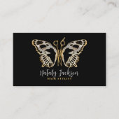 金ゴールドと真珠の鋏と蝶スタイリッシュ 名刺 (正面)