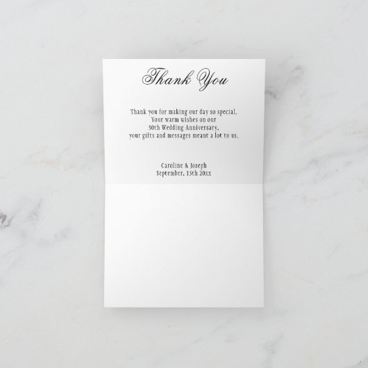 金ゴールドと真珠50周年結婚ありがとう サンキューカード (内部)