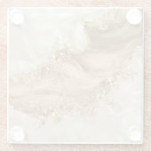 金ゴールドと真珠 – （ばちゃばちゃ）跳ねると流れ ガラスコースター (裏面)