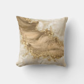 金ゴールドと真珠 – （ばちゃばちゃ）跳ねると流れ クッション (正面)