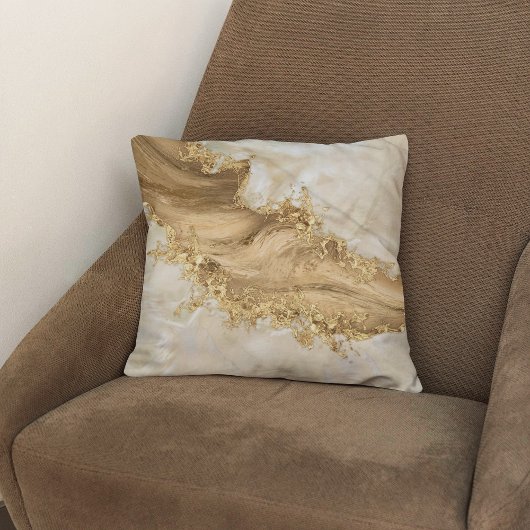 金ゴールドと真珠 – (ばちゃばちゃ)跳ねると流れ クッション