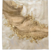 金ゴールドと真珠 – （ばちゃばちゃ）跳ねると流れ シャワーカーテン (正面)