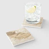 金ゴールドと真珠 – （ばちゃばちゃ）跳ねると流れ ストーンコースター (横)