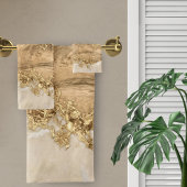 金ゴールドと真珠 – (ばちゃばちゃ)跳ねると流れ バスタオルセット