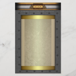 金ゴールドと真鍮のスチームパンク鋼リベット枠 便箋