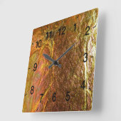 金ゴールドと真鍮メッキしたクラックルパテのテクスチャ スクエア壁時計 (傾斜)