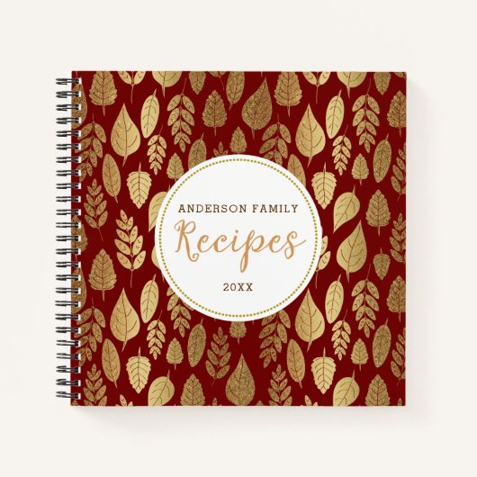 金ゴールドと紅葉模様 ノートブック (正面)