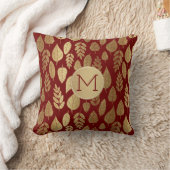 金ゴールドと紅葉模様&モノグラム クッション (ブランケット)