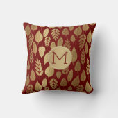 金ゴールドと紅葉模様&モノグラム クッション (裏面)
