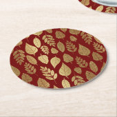 金ゴールドと紅葉模様 ラウンドペーパーコースター (アングル)