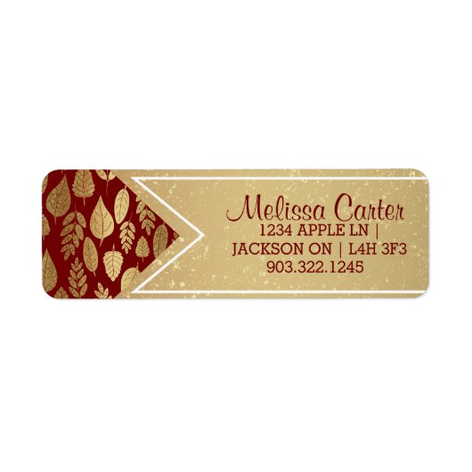 金ゴールドと紅葉模様 ラベル (正面)